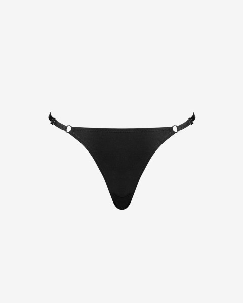 Black microfiber string panties