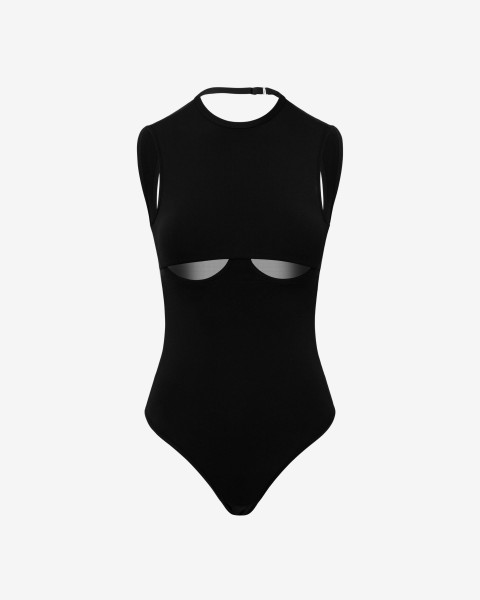 Black Kelly Bodysuit with Open Back