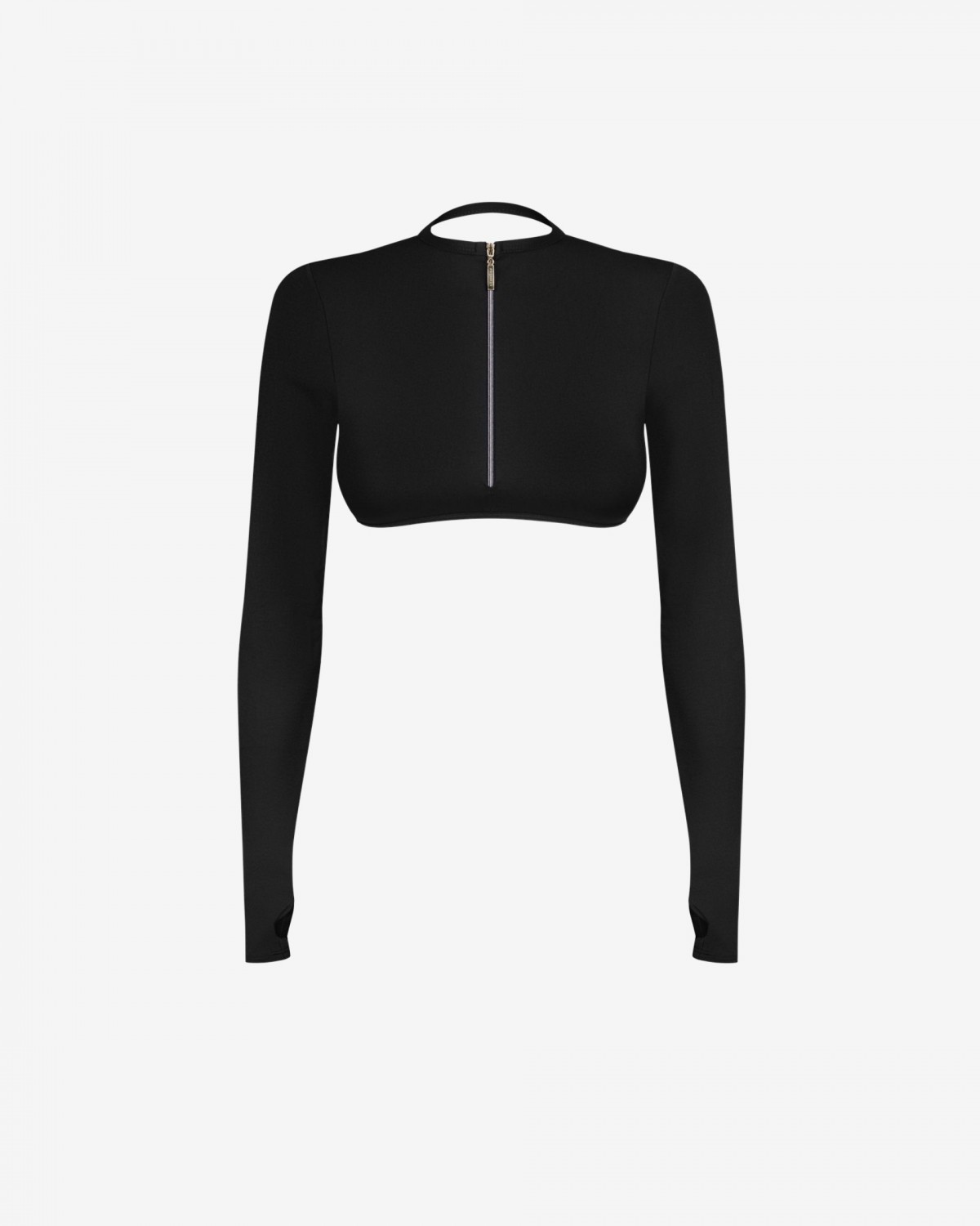 Stacy top – black long sleeve crop top